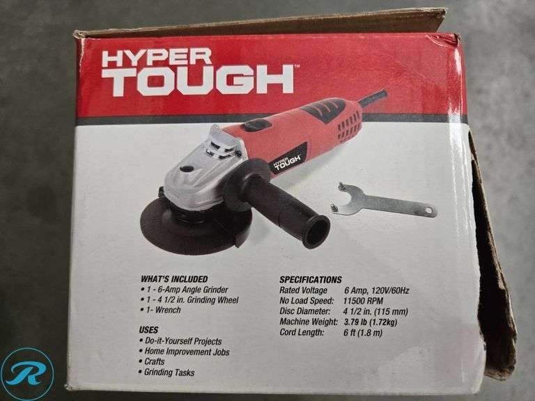 Hyper Tough 6-Amp Angle Grinder with Cordless Ratchet and Screwdriver Tools - Roller Auctions