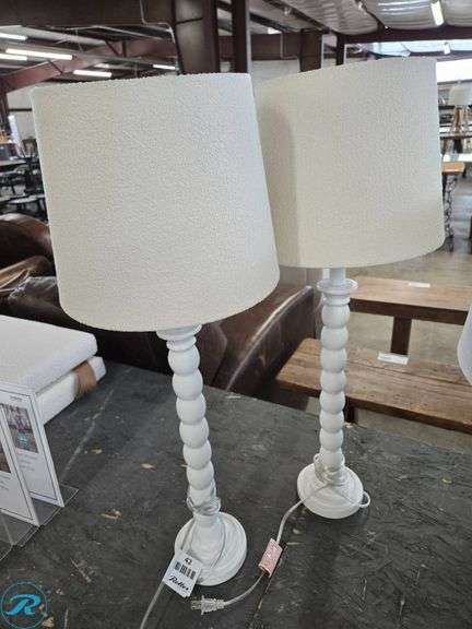 (2) J.F. Table Lamps with White Shades