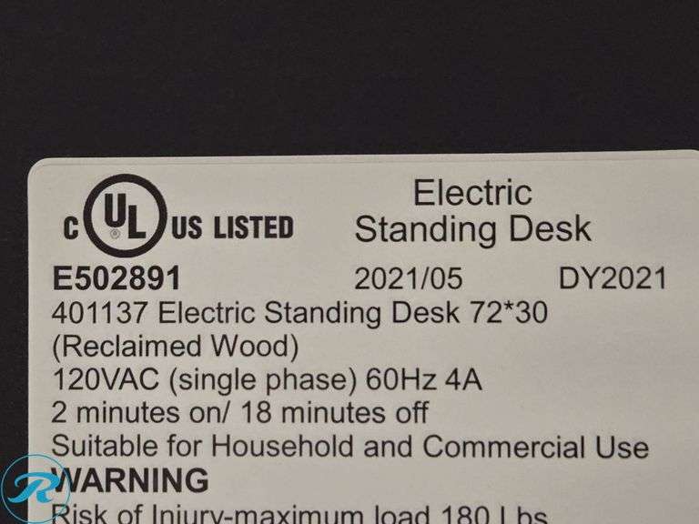 VariDesk E502891 Electric Height Adjustable Standing Desk, Reclaimed Wood Top, 72” x 30″ - Roller Auctions