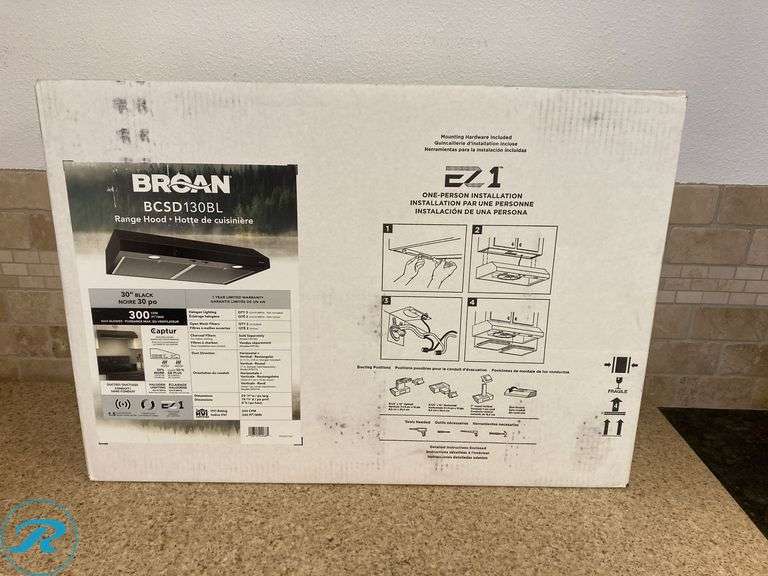 (1) New-Broan 30 inch Convertible 300-CFM Black Under Cabinet Range Hood (Total of 1 Hood) - Roller Auctions
