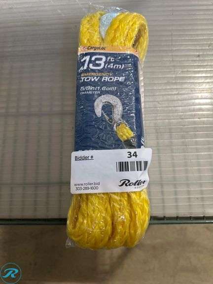 Cargoloc Emergency Tow Rope, 13 ft, 5,000 lbs Break Strength