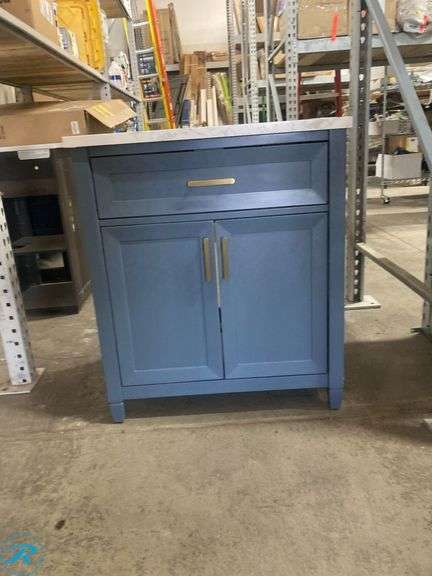 (1) New- allen + roth Lancashire 30-in Chambray Blue Undermount Single Sink Bathroom Vanity with White Engineered Stone Top (Total of 1 Vanity) (Some Minor Scratches See Photos) - Roller Auctions
