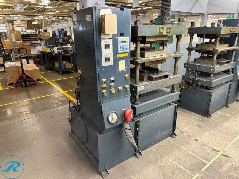 Wabash 50-1515-4TM 50-Ton Compression Molding Press, 3k Watt Heated Platen, 7x7 Compression Cylinder, 5HP, 480V 3-Phase - Roller Auctions