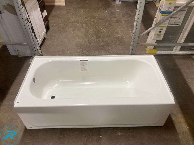(1) Moax Pro Steel White Porcelain Enameled Steel Rectangular Alcove Soaking Bathtub 30" x 60" (Some minor damage See Photos) (Total of 1 Tub) - Roller Auctions