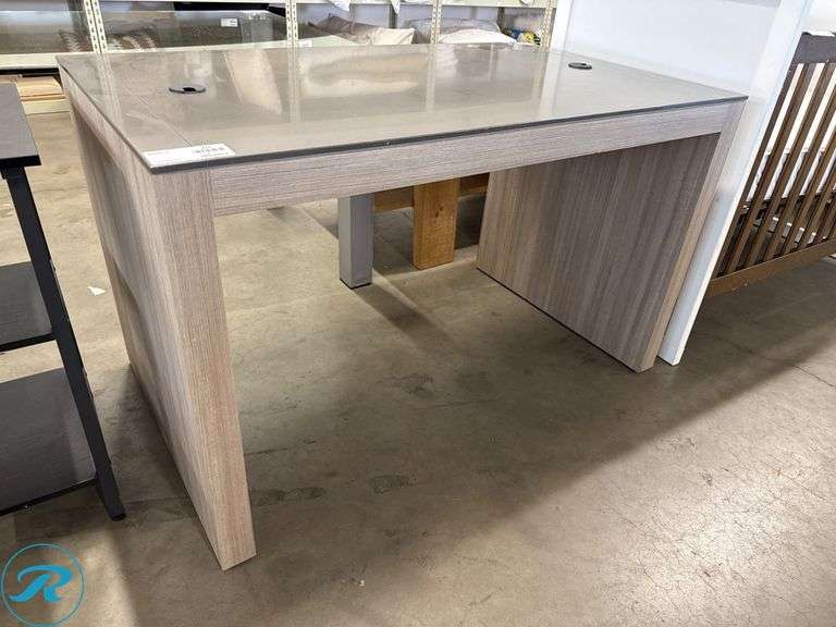 Wood-Laminate Desk with Brushed Metal Top, 51 x 30 in