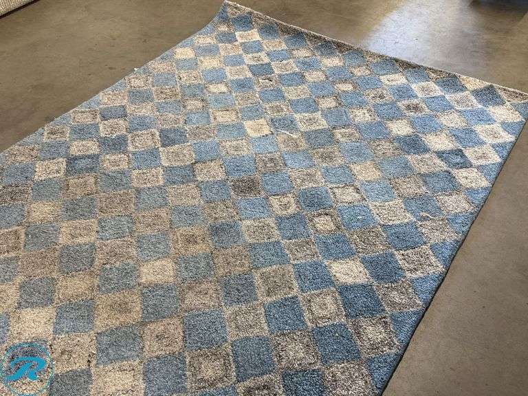 Safavieh Abstract ABT626F-5 Area Rug, 5′ x 8′, Grey/Blue, Wool-Viscose Blend - Roller Auctions