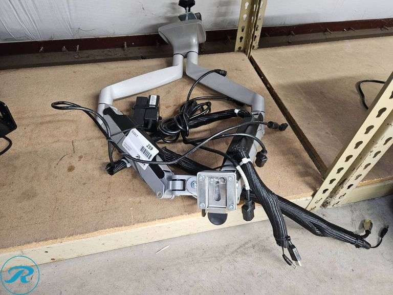Ergotron Dual Monitor Mount with Adjustable Arms and Cables - Roller Auctions