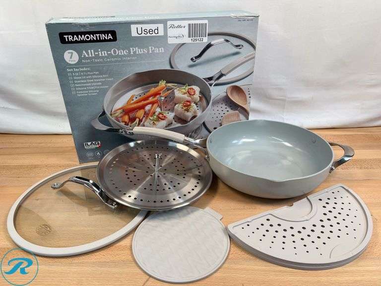 Tramontina 5-quart All-In-One Plus Ceramic Non-Stick Pan, 7-piece Set - Used - Roller Auctions