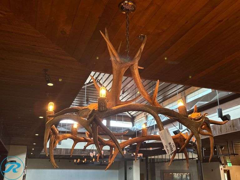 Antler-Style Six-Light Chandelier, 42”D 40”H - Roller Auctions