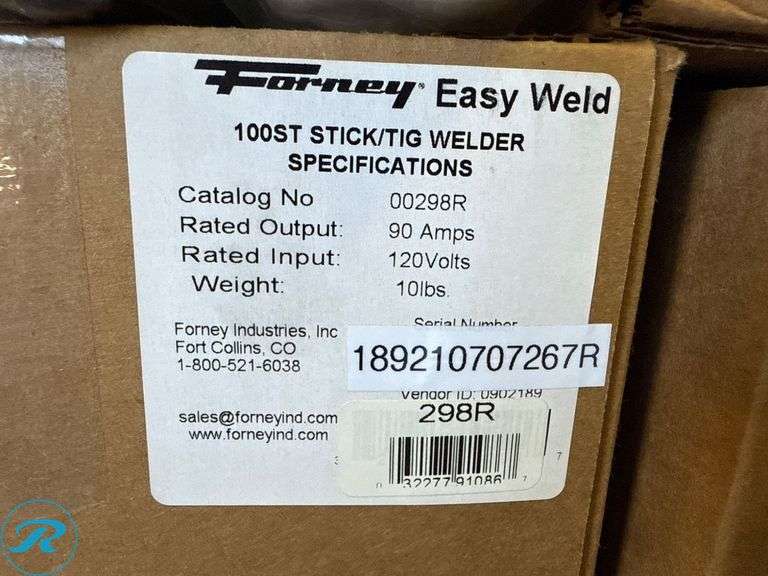 Forney Easy Weld 100 ST Stick/TIG Welder, 120V, 90 Amps - Roller Auctions
