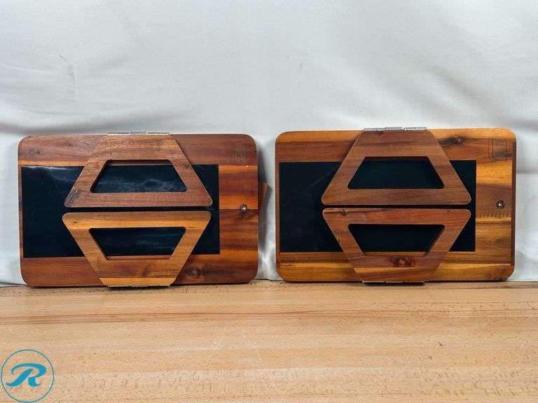 (2) Smart Design: Acacia Armrest Tray- Used; MIU: 10pc Measuring Cups and Spoons- Used/ Tarnished - Roller Auctions