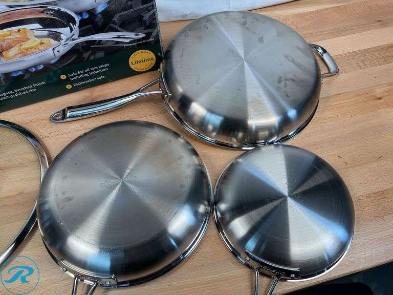 Cuisinart Tri-Ply Clad Stainless Steel 5-piece Skillet Set - Used - Roller Auctions