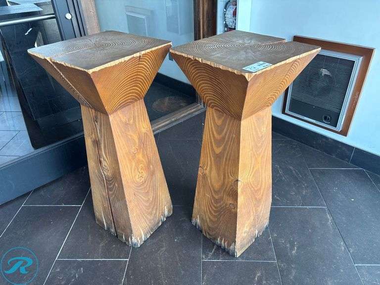 (2) Wooden Pedestal Stands, 18” x 18” x 42”H - Roller Auctions