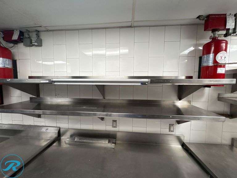 Stainless Steel Wall-Mounted Shelves, (2) 96” x 18” and (2) 60” x 18” - Roller Auctions