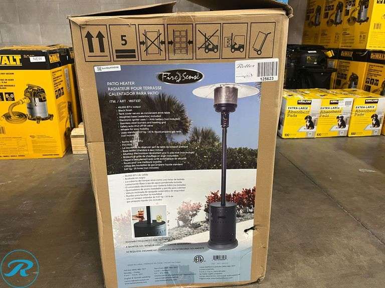 Fire Sense Matte Black Patio Heater - New - Roller Auctions