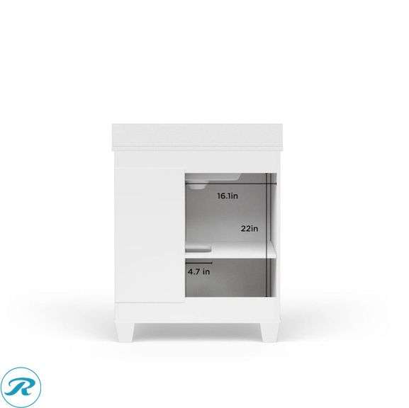(1) Display Model- allen + roth Rigsby 30-in White Undermount Single Sink Bathroom Vanity with White Engineered Marble Top (Total 1 vanity with top) (Some very minor scratches on top See photos) - Roller Auctions