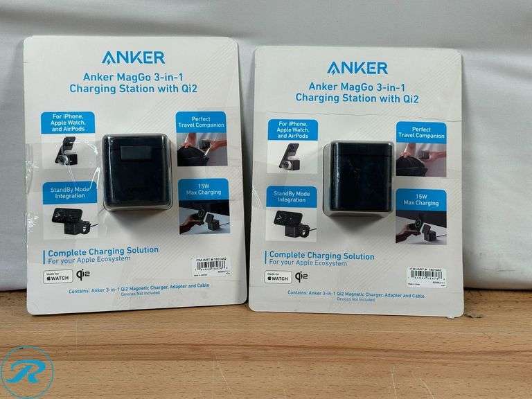 (2) Anker MagGo Magnetic 3-in-1 Wireless Charging Stand - Like New - Roller Auctions