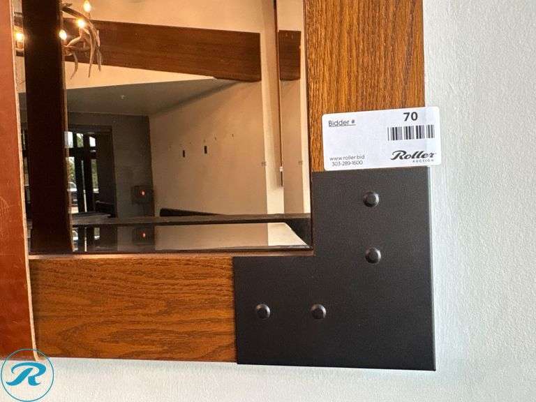 Mirror With Wood Frame and Leather Strap Accents, 7’H x 46″W - Roller Auctions