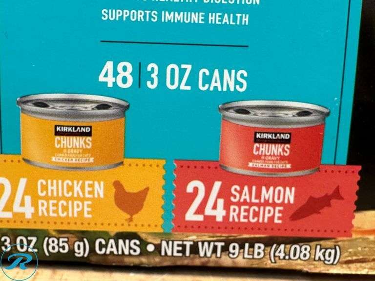 (2) Kirkland Signature Chunks in Gravy, Canned Cat Food Variety Pack, 3 oz, 48-count- New/ Open Box - Roller Auctions