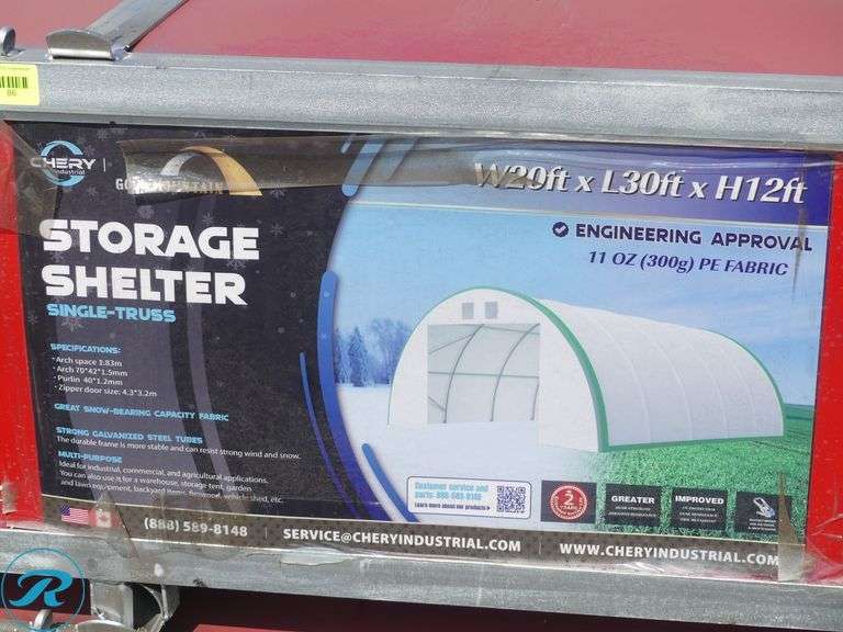 New Gold Mountain S203012R PE Dome Storage Shelter, 20' x 30' x 12' - Roller Auctions