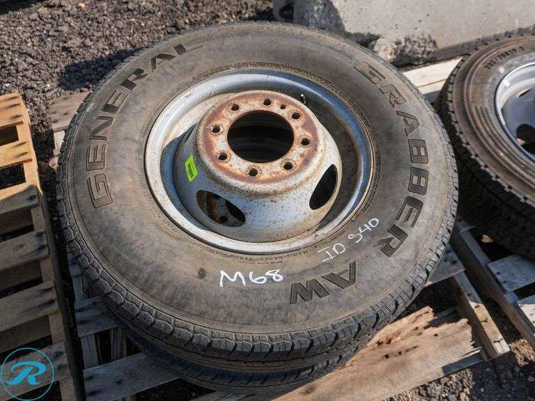 (2) 2006 General Grabber AW Tires with Rims, 235/85R16 - Roller Auctions