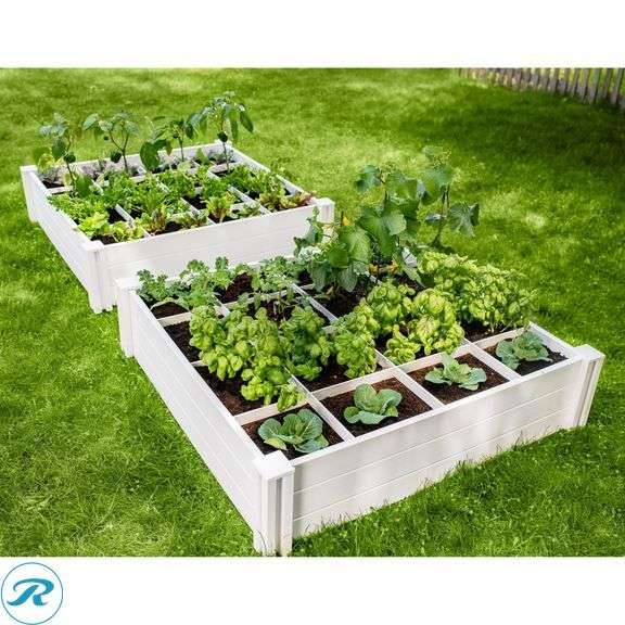 Vita 4'x4'x11" Modular Vinyl Garden with Planting Grid, 2-pack - New - Roller Auctions