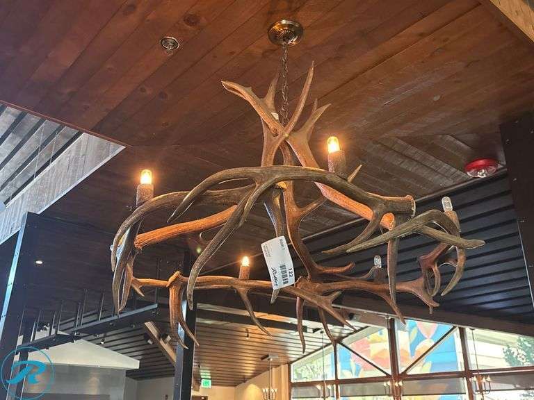 Antler-Style Six-Light Chandelier, 42”D 40”H - Roller Auctions