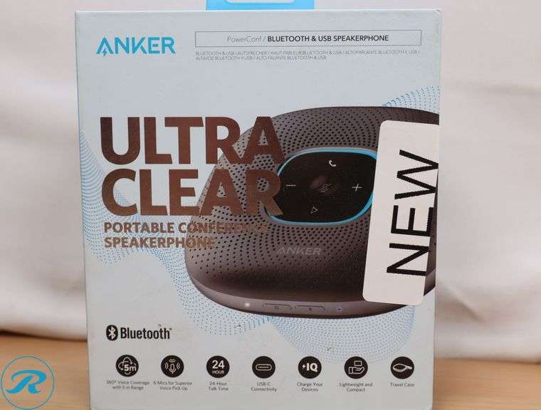 Anker - PowerConf Bluetooth and USB Speakerphone Conference Speaker, Black - New - Roller Auctions