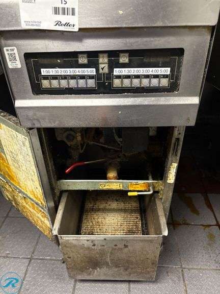 Frymaster FPH155BLCSC Commercial Gas Fryer with Baskets on Casters - Roller Auctions