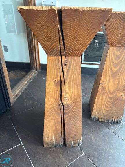 (2) Wooden Pedestal Stands, 18” x 18” x 42”H - Roller Auctions