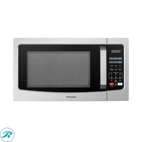 (1) New- Toshiba 1.1-cu ft Medium 1000 -Watt Countertop Microwave ( Stainless Steel ) (Total of 1 microwave) (Box has some damage but product is perfect See Photos)