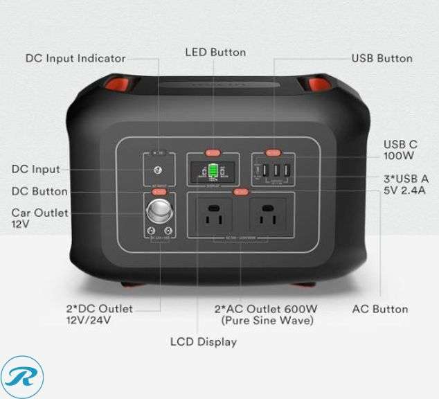 Milin Portable Power Station 622Wh, 600W Solar Power Generator - New - Roller Auctions