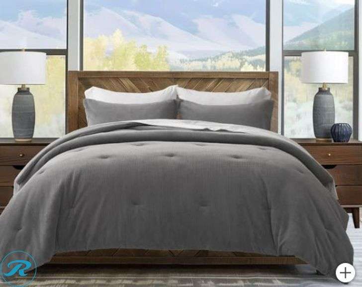Evergrace Mini Waffle Plush Comforter 3-piece Set, King- New