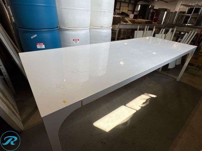 White Rectangular Dining Table, 100” x 36” x 30”H - Roller Auctions