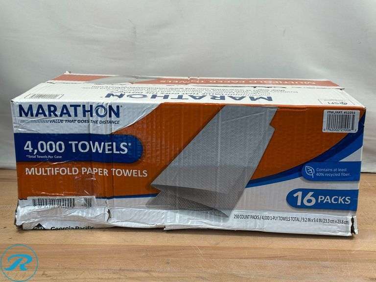 Marathon Paper Towels, Multifold, 1-Ply, 250 Sheets, 16-count - New - Roller Auctions
