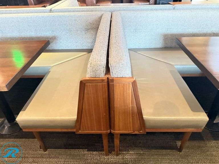 Dining Upholstered Booth and Table Package; Booths (2) 134in x 53in, (2) 104in x 53 and Tables; 54in x 30in and (4) 32in x 30in - Roller Auctions