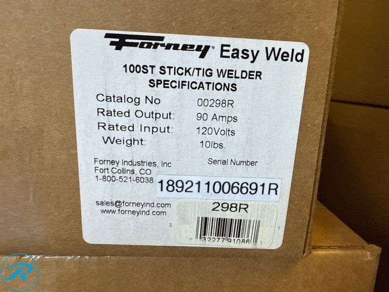 Forney Easy Weld 100 ST Stick/TIG Welder, 120V, 90 Amps - Roller Auctions