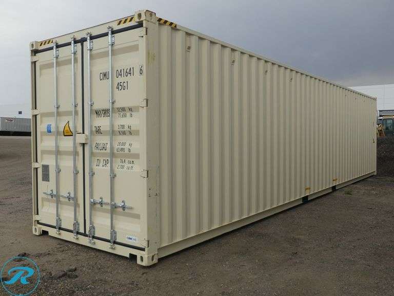 New 40' Steel Storage Container, High Cube, 9'6" High, 8' Wide, Forklift Pockets - Roller Auctions
