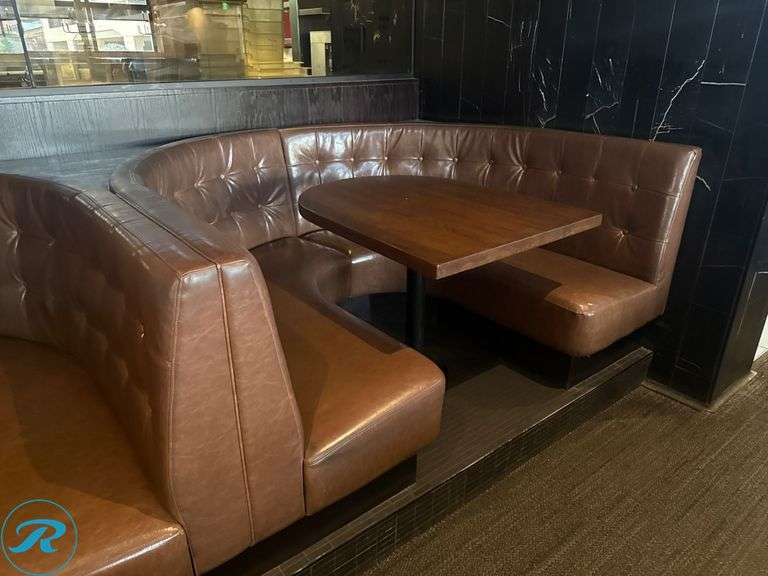 Dining Leatherette Upholstered Booth and Table Package: Booths (2) 76in x 64in and (2) Tables 38in x 30in - Roller Auctions