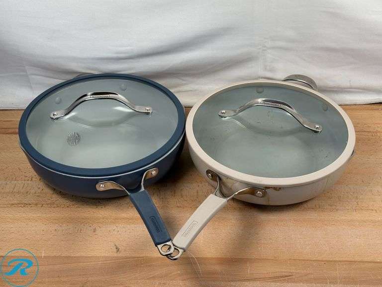(2) Tramontina 5-quart All-In-One Plus Ceramic Non-Stick Pan- Used, Both Missing Accessories - Roller Auctions
