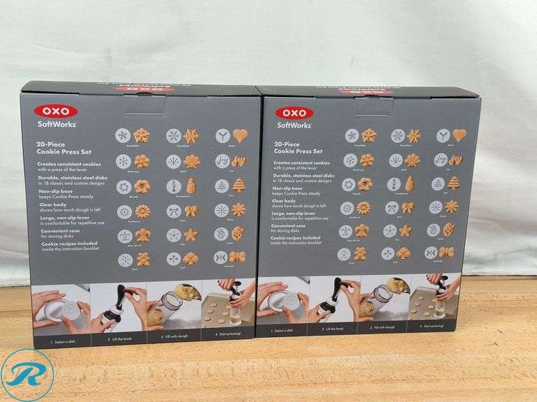 (2) OXO Softworks 20 Piece Cookie Press Set- New - Roller Auctions