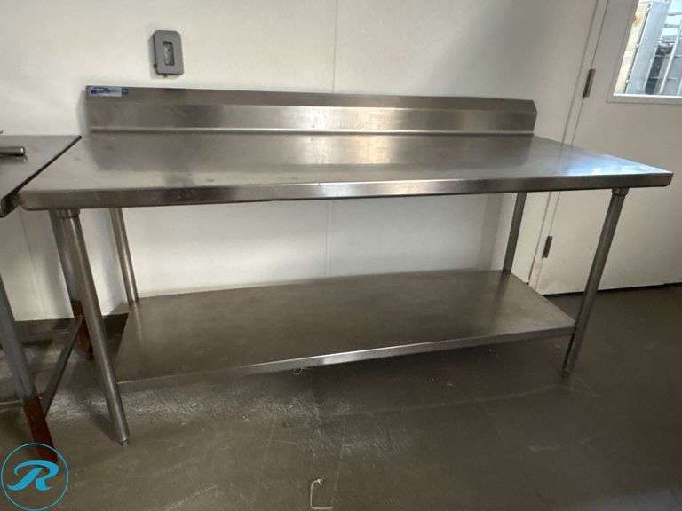 Universal Stainless Steel Work Table with 6-Inch Backsplash, 72” x 30” x 36”
