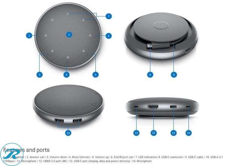 Dell Mobile MH3021 USB-C Multi-Port Adapter and Speakerphone - New - Roller Auctions
