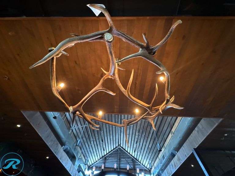 Antler-Style Six-Light Chandelier, 42”D 40”H - Roller Auctions