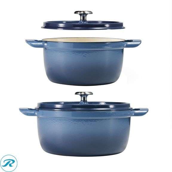 Tramontina 4-quart & 6-quart Enameled Cast Iron Round Dutch Oven, 2-pack - New - Roller Auctions