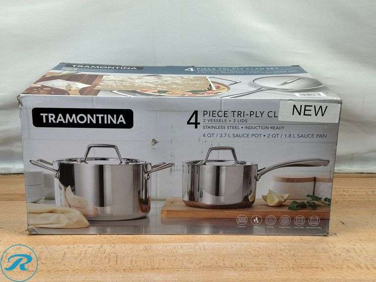 Tramontina 4 Piece Tri-Ply Clad Sauce Pan Set- New - Roller Auctions