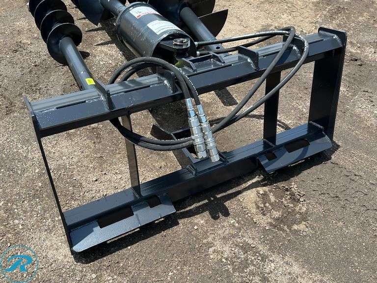 New JCT Hydraulic Posthole Digging Attachment To Fit Skid Steer Loader, With 9", 12" & 18" Auger Bits - Roller Auctions
