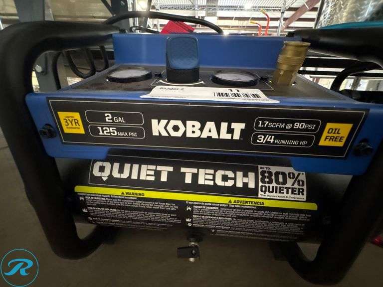 Kobalt Quiet Tech 2-Gallon Oil-Free Electric Air Compressor (1.7 SCFM @ 90 PSI) - Roller Auctions
