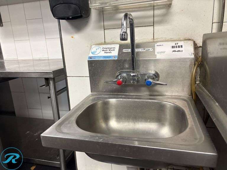 Stainless Steel Hand Sink with Faucet, 16”W x 15”D