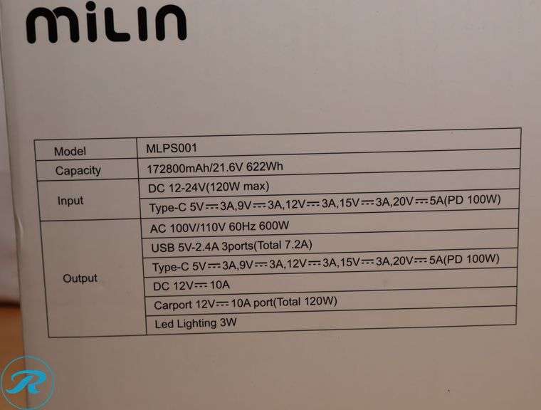 Milin Portable Power Station 622Wh, 600W Solar Power Generator - New - Roller Auctions